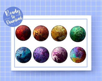 Rainbow Planets Twitch Badges for streamers | Sub Badges | Bit Badges | Planets | Rainbow