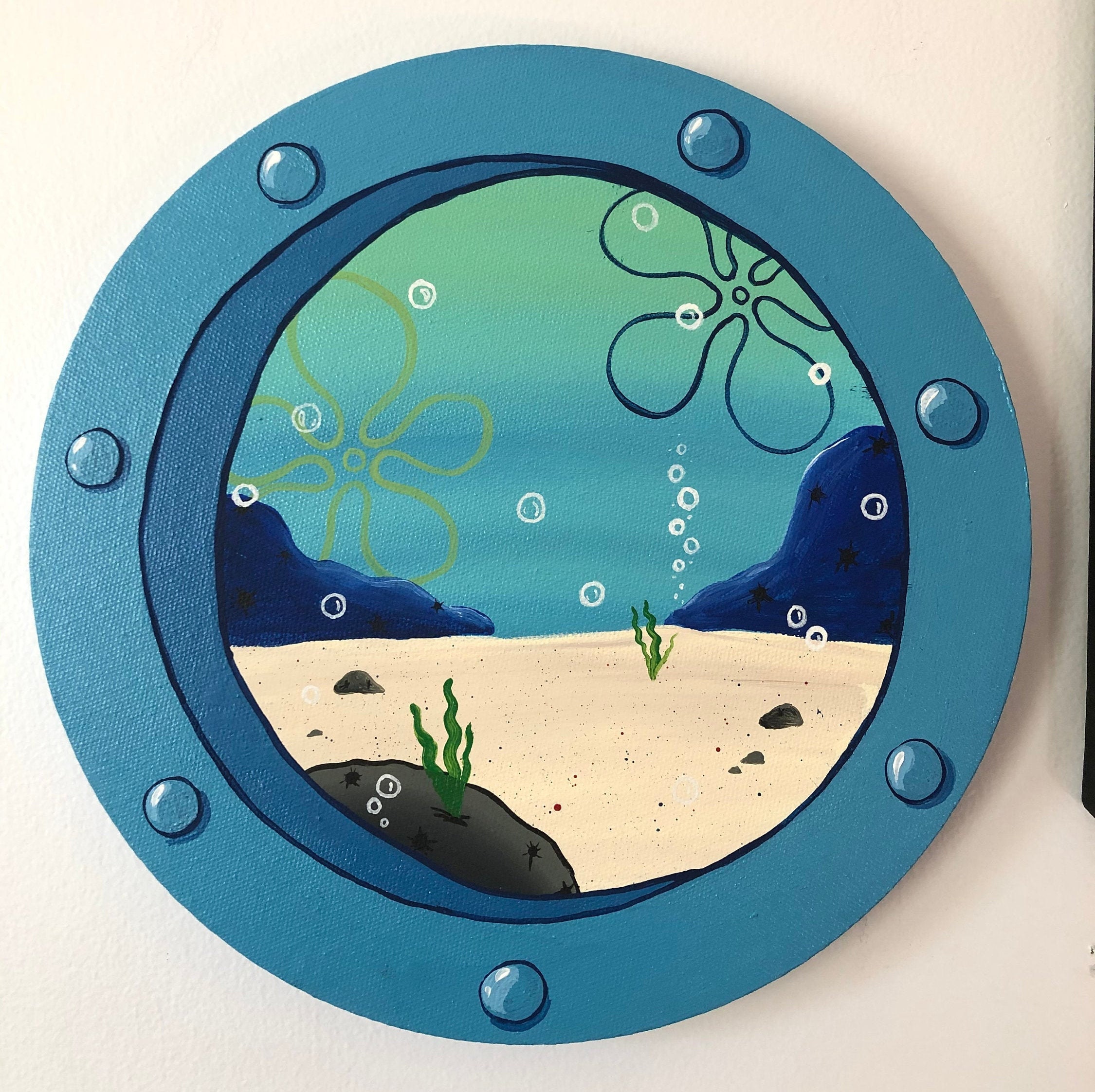 Spongebob Squarepants Blue Acrylic Window Porthole Round | Etsy