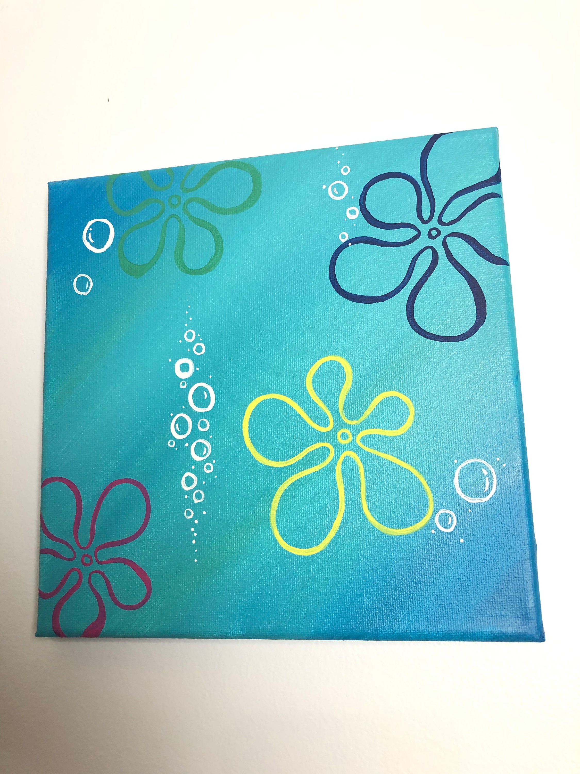 Hand Painted SpongeBob and Bubble Buddy Watercolor Artwork Painting