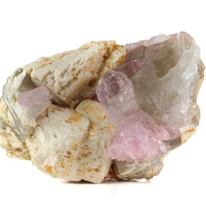 ROSE QUARTZ & MICROCLINE -- Cabinet Mineral Specimen -- Berilo Branco, Minas Gerais, Brazil