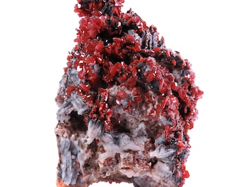 VANADINITE & BARYTE -- Spécimen minéral -- Mibladen, cercle de Midelt, Maroc