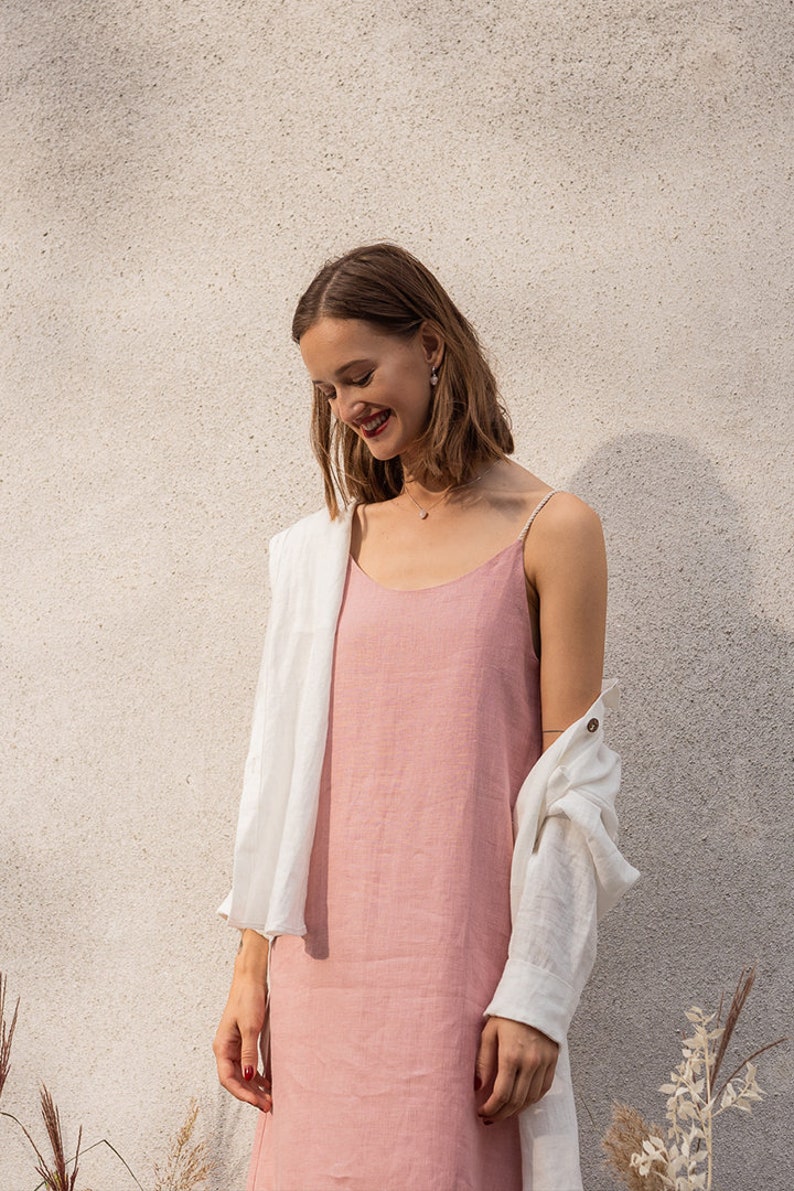 Open back dress, Simple linen dress, Summer dress, Loose linen dress, Long openback dress, Maxi linen dress image 3