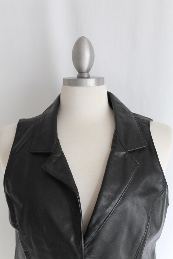 Cropped Black Leather Vest - Size L