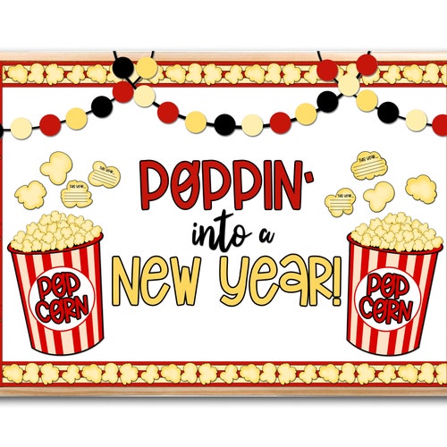 New Year Bulletin Board Kit New Year Popcorn Bulletin Board Etsy