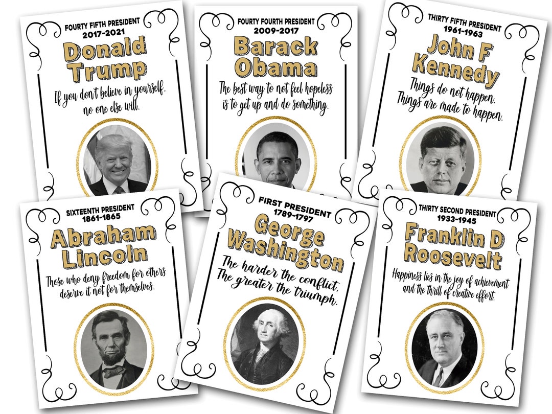 United States Presidents Posters, President Fact Sheets, US President