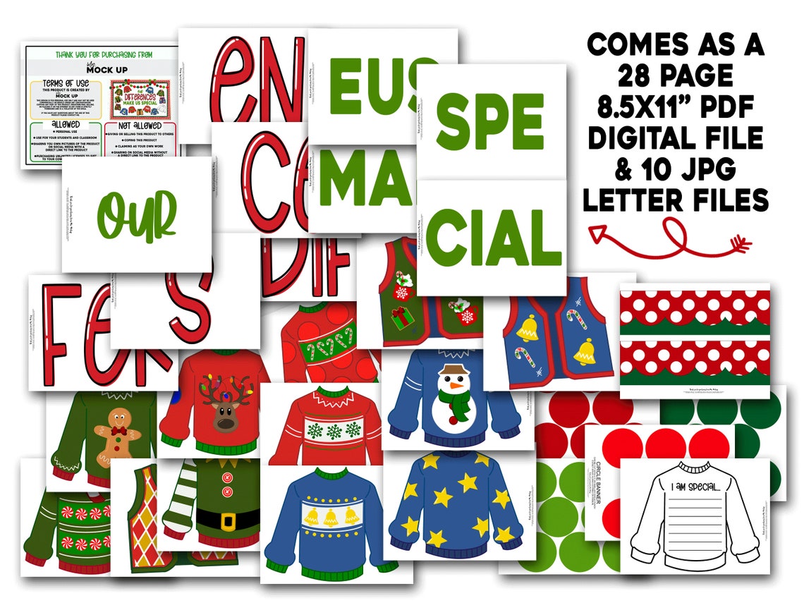 Christmas Bulletin Board Kit Holiday Bulletin Board Ugly Etsy