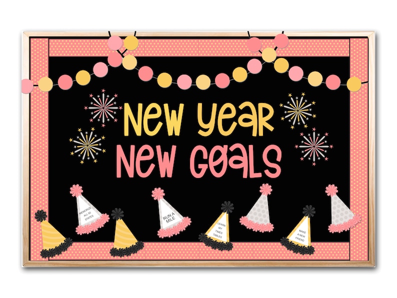 New Year Bulletin Board Kit New Year New Goals Bulletin Board Etsy