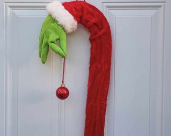 Grinch arm door hanger, Grinch decor, Christmas wreath, Christmas door decor, Grinch arm, Ready to ship wreath, Stink stank stunk