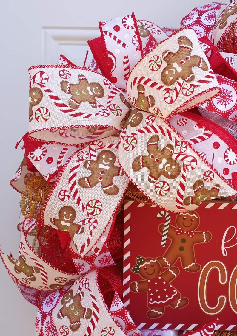 Christmas Wreath for Front Door, Gingerbread Wreaths, Gingerbread Door