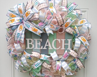Summer wreath for front door, Beach wreath, Summer door hanger, Coastal wreath, Beach themed decor, Beach house wreath, Beach gifts, Wreaths