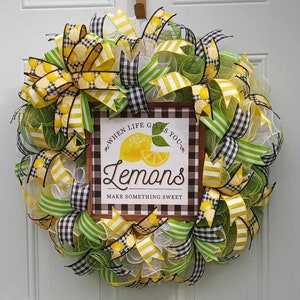 Lemon wreath, Everyday wreath, Lemon door hanger, Lemon wreaths for front door, Spring lemon wreath, Summer wreath for front door, Wreaths