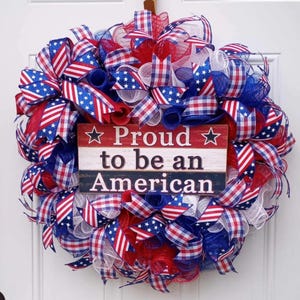 Patriotic wreath for front door, 4th of July door hanger, Memorial day wreath, 4th of July wreath, Summer wreath, Stars and stripes decor