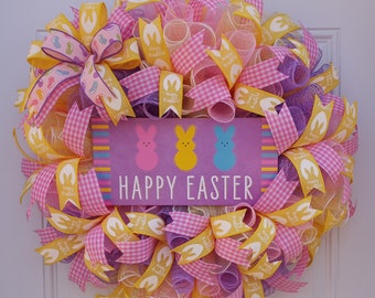 Easter wreath, Wreath for front door, Spring wreath, Easter door hanger, Gift for her, Easter decor, Easter bunny wreath, Bunny door hanger
