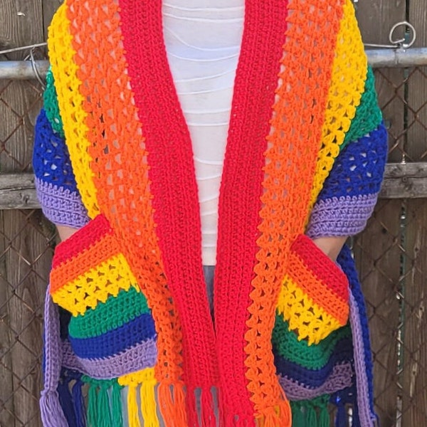 hooded shawl with pockets