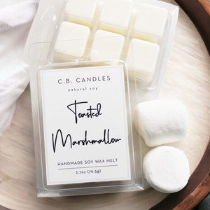 Toasted Marshmallow Wax Melt, 100% Soy, Handmade, Food/Bakery Scent, Essential Oil, Eco-friendly,  2.7 oz