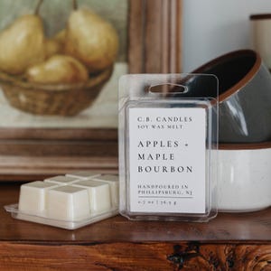 Fondant pommes + érable, cire de bourbon 100 % cire de soja, parfum automne/automne, fait main, respectueux de l'environnement