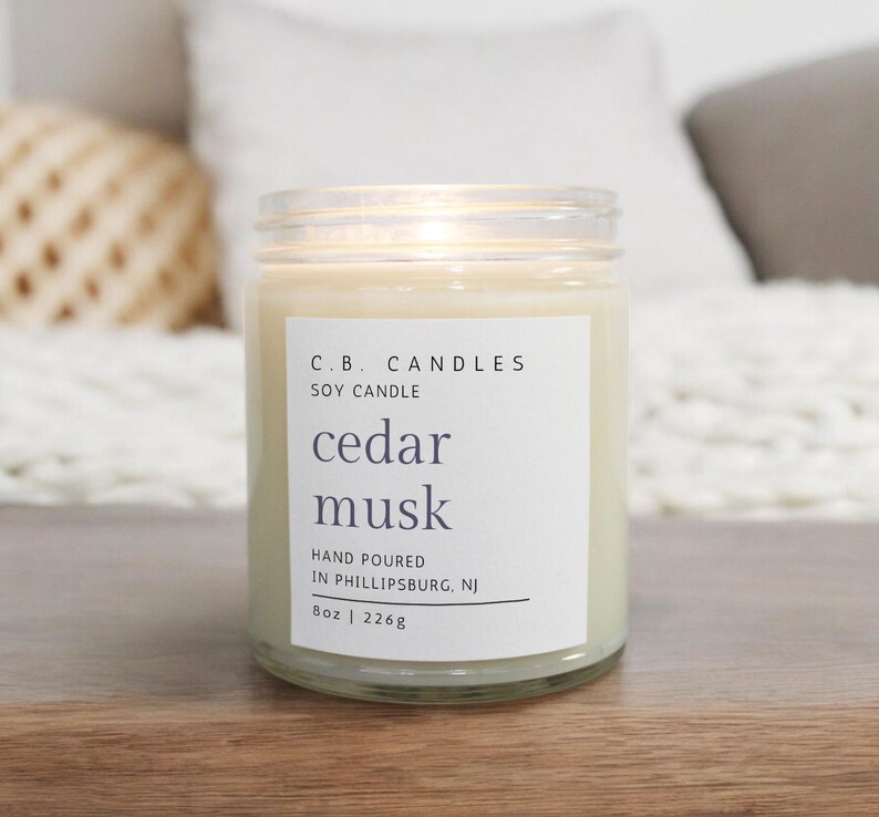 Cedar Musk, 100 Soy Candle, Earthy Scent, Handmade, Ecofriendly, 7.5
