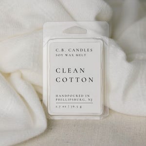 Clean Cotton Wax Melt, 100% Soy Wax, Handmade, Fresh/Clean Scent, Eco-friendly