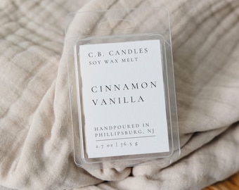 Cinnamon Vanilla Wax Melt, 100% Soy Wax, Handmade, Fall/Autumn Scent, Essential Oil, Eco-friendly