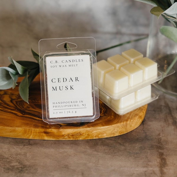 Cedar Musk Wax Melt, 100% Soy Wax, Earthy Scent, Handmade, Eco-friendly