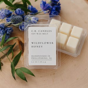 Wildflower Honey Wax Melt, 100% Soy, Handmade, Floral Scent, Eco-friendly