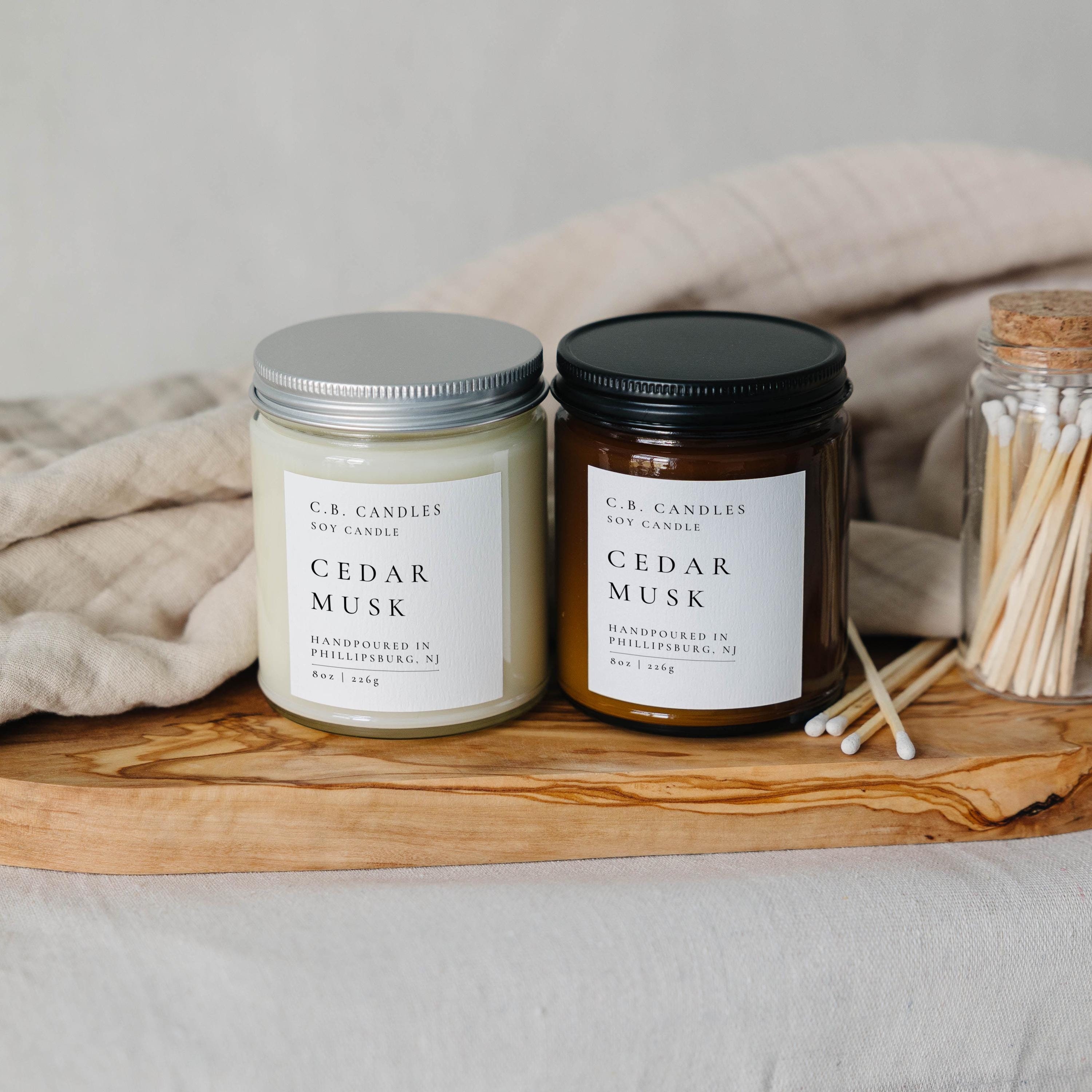 Cedar Musk, 100% Soy Candle, Earthy Scent, Handmade, Eco-friendly