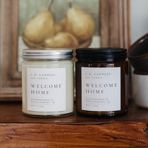 Welcome Home, 100% Soy Candle, Housewarming Gift, Handmade, Eco-friendly, 8 oz
