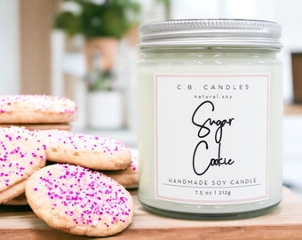 Sugar Cookie, 100% Soy Candle, Handmade, Christmas Bakery Scent, Eco-friendly, 7.5 oz