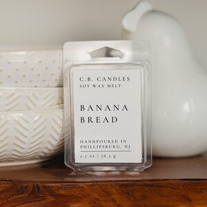 Banana Bread Wax Melt, 100% Soy, Handmade, Fall/Autumn Bakery Scent, Essential Oil, Eco-friendly image 2