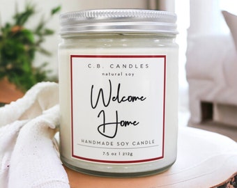 Welcome Home, 100% Soy Candle, Housewarming Gift, Handmade, Eco-friendly, 7.5 oz