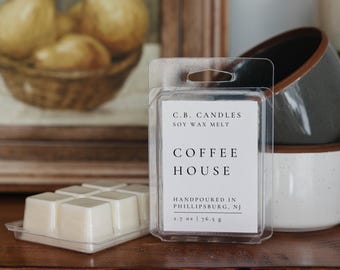 Coffee House Wax Melt, 100% Soy Wax, Handmade, Cafe/Fall Scent, Eco-friendly