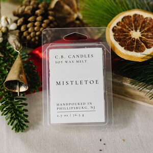 Mistletoe Wax Melt, 100% Soy, Christmas/Winter Scent, Handmade, Essential Oil, Eco-friendly