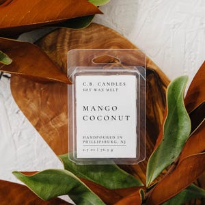 Mango Coconut Wax Melt, 100% Soy, Handmade, Tropical/Summer Scent, Eco-friendly