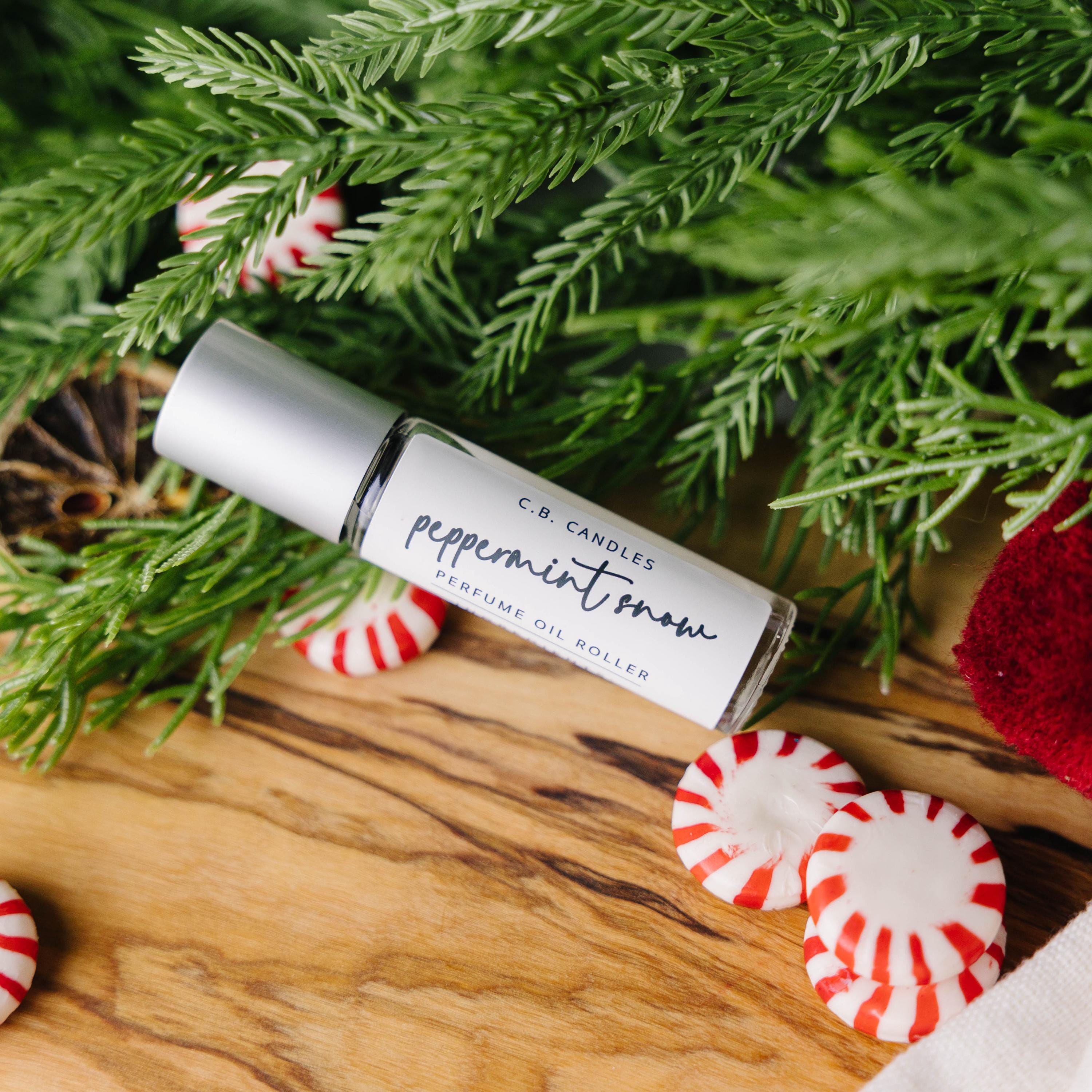 Peppermint Snow, Perfume Oil, Rollerball, Travel Size, Christmas