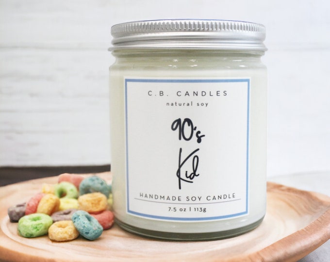90's Kid, 100% Soy Candle, Handmade, Food/Breakfast Scent, Eco-friendly, 7.5 oz