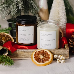 Gingerbread, 100% Soy Candle, Handmade, Christmas Bakery Scent, Essential Oil, Eco-friendly, 8 oz