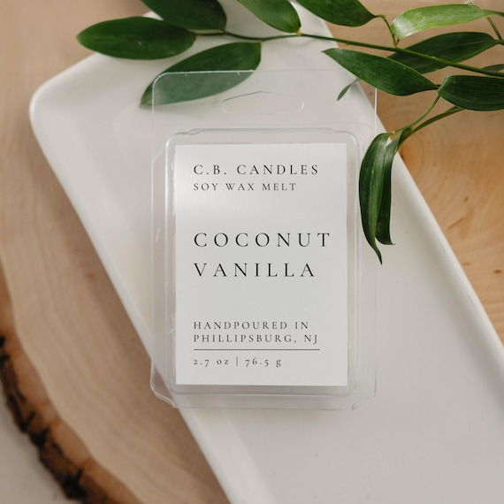 Coconut Vanilla Wax Melt, 100% Soy Wax, Handmade, Summer/Earthy Scent, Eco-friendly