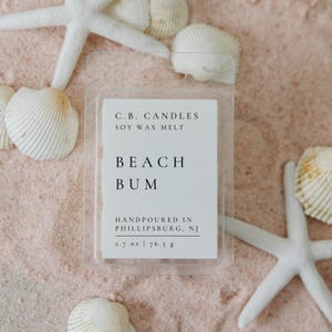 Beach Bum Wax Melt, 100% Soy Wax, Handmade, Summer/Earthy Scent, Eco-friendly