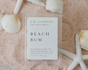 Fondant pour cire Beach Bum, 100 % cire de soja, fait main, parfum estival/terreux, respectueux de l'environnement