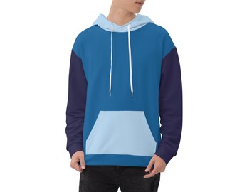 Shades of Blue Unisex Color Block Hoodie | Trendy Blue Gradient Colorblock Sweater | Craftyy Clothing