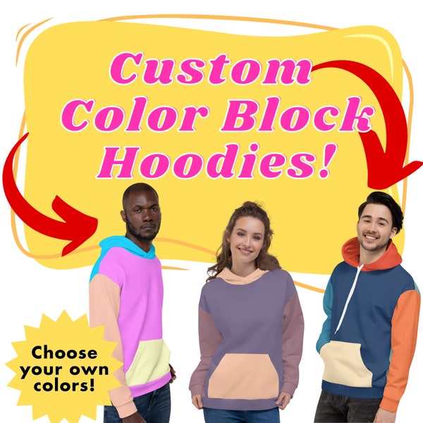 Custom Color Block Hoodie | Wählen Sie Ihre eigenen Farben | Personalisierte Unisex Sweatshirt | Craftyy Kleidung