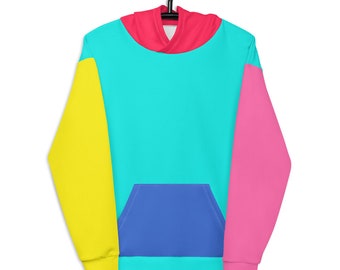 Get Nostalgic with Our 8-Bit Wonderland: 1980's Retro Colorblock Hoodie