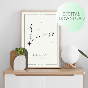 PISCES ZODIAC Geburt Poster, benutzerdefinierte Tierkreis-Plakat, druckbare PISCES Poster, benutzerdefinierte Geburt Geschenk, Fische Baby Poster, Sternzeichen Geburt Plakat