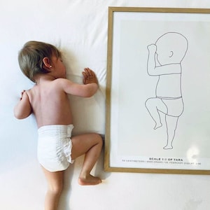 CUSTOM Poster, Neugeborenen Illustration im Maßstab 1:1, Geschenk zur Geburt, Valentinstag, Geschenk zur Geburt, Baby Poster