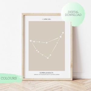 CAPRICORN ZODIAC Birth Poster, Custom zodiac poster, Printable CAPRICORN Poster, Birth Gift, Nursery Decor, Baby poster, Birth poster