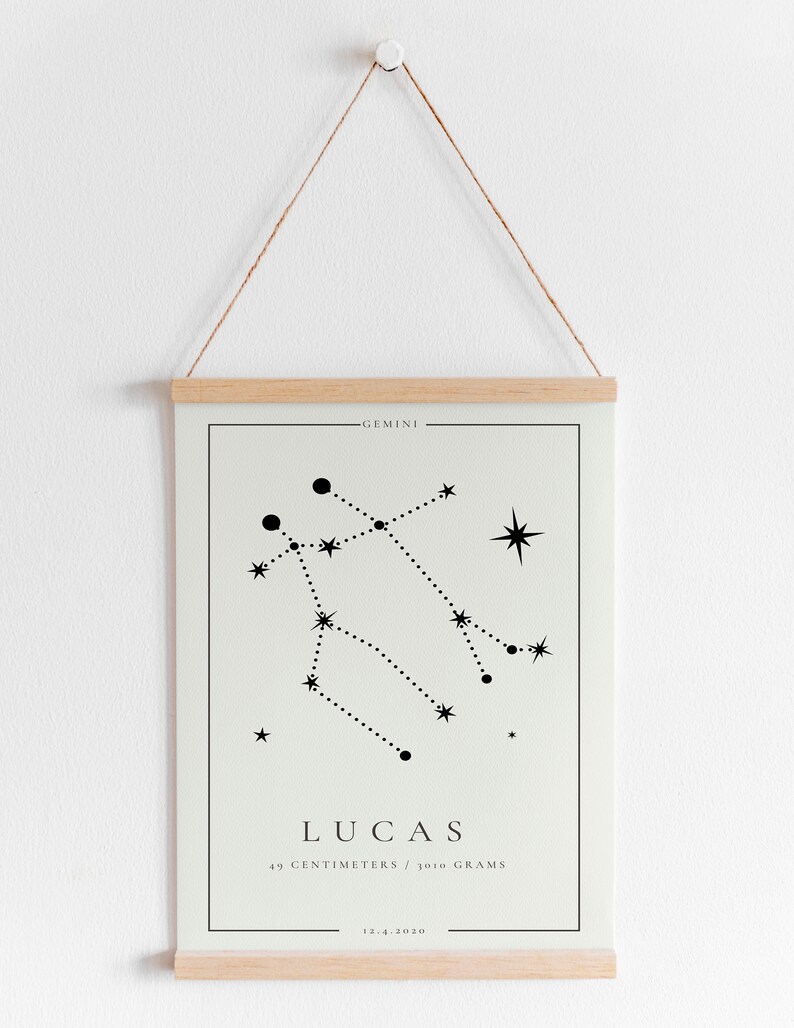 GEMINI ZODIAC Birth Poster, Custom Zodiac Baby Poster, Printable Gemini ...