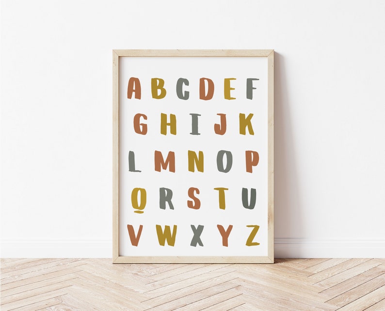 PRINTABLE ALPHABET POSTER Earthy Tones Nursery Decor Gender - Etsy