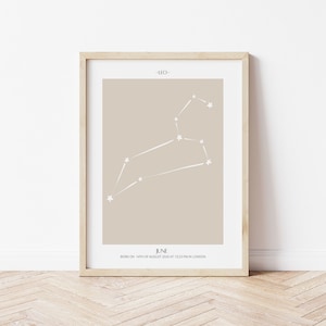 Poster di nascita LEONE ZODIAC, poster zodiacale personalizzato, poster Leone stampabile, regalo di nascita, decorazioni per la cameretta del bambino, poster per neonati, poster di nascita, poster per neonati LEONE