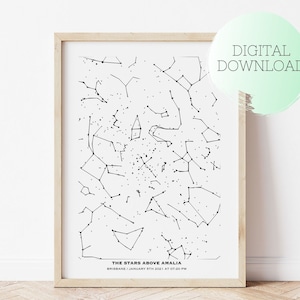 CARTE DES ÉTOILES DE NAISSANCE, ciel au-dessus, affiche de naissance, affiche ciel nocturne personnalisée, affiche imprimable carte des étoiles, cadeau de naissance personnalisé, cadeau bébé, carte des étoiles de bébé