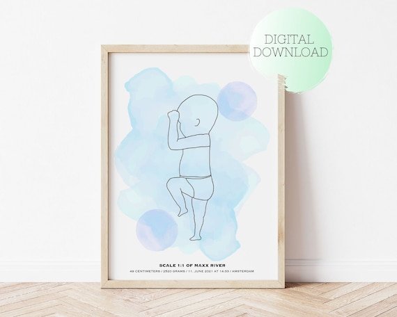PRINTABLE CUSTOM BIRTH Poster Newborn Illustration in Scale | Etsy
